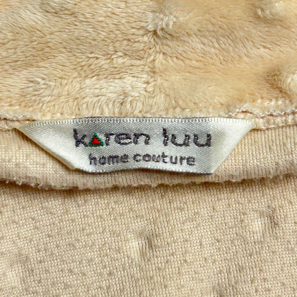 Vintage Karen Luu Home Couture Robe Women’s L Ivory Velour - Picture 3 of 9
